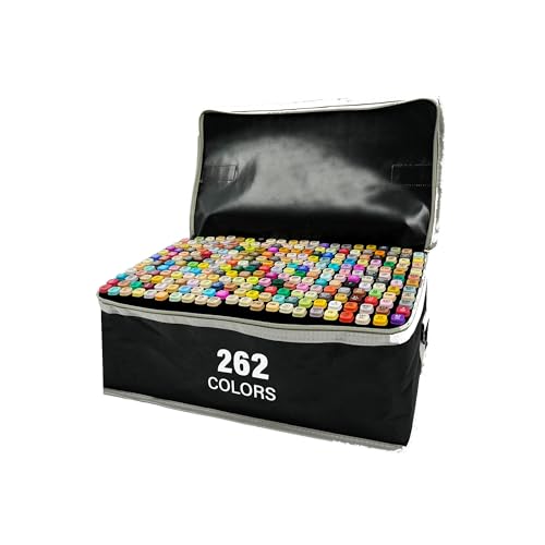 Girox Marker Set 262 Farben – Doppelendige Alkoholmarker Set aus Kunststoff, Marker Set für Kinder Erwachsene, 262 Farben, Kräftige Pigmentierung & Lange Haltbarkeit für Zeichnen, Skizzieren und Illus von Girox