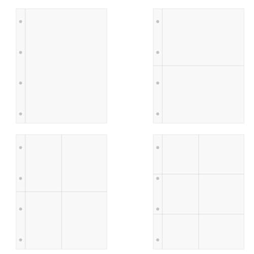 GisWell Photocard Binder Set - 11-Loch Klarsichtfolien A4 (10 Stk.4-Fächer, 10 Stk.2-Fächer, 10 Stk.8-Fächer) + 1 Stk.4-Ring Rngbuch Transparent a4. Ideal für Postkarten und Visitenkarten. von GisWell