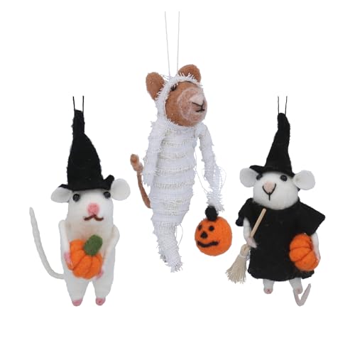 Gisela Graham 3er Set Halloween Maus mit Kürbis Hängedeko aus Wolle Gisela Graham 3er Set Halloween Maus mit Kürbis Hängedeko aus Wolle von Gisela Graham