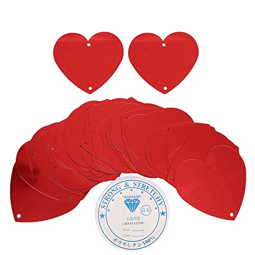 100 Stück Rote Herzförmige Konfetti, Kunststoff-Papierschrott, Geburtstag, Hochzeit, Party, Valentinstag, Dekoration(glänzendes Rot) von GisooM