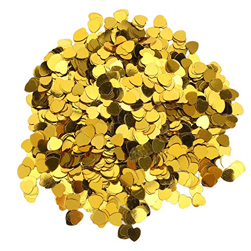 3000 Stück Herzförmige Konfetti, Valentinstag, Hochzeit, Pailletten, Streuteil, Dekorationszubehör(Gold) von GisooM
