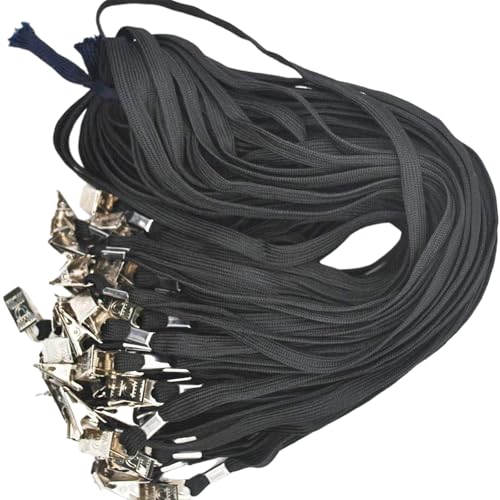 100 PCs Sicherheit Lanyards Schwarze Lanyards Flat Neck Lanyard Mit Clip Für Schulbüro Und Klassenzimmergebrauch von Gissroys