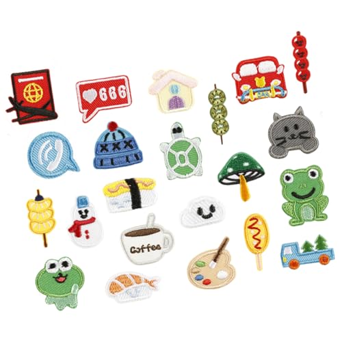 22 PCs Haus Bestickte Flecken Tanghulu Iron Auf Flecken Kleidung Schöne Frösche Nähen Für Kleidung Bag Pilz Gesticktes Haus Eisen Auf Fröschen Nähen von Gissroys