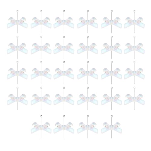 28 transparente Acryl-Schleifenperlen für Schmuckherstellung, Basteln, Charm-Zubehör und Heimdekoration, Verzierungen, Schleifenperlen von Gissroys