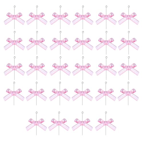 28 transparente Acryl-Schleifenperlen für Schmuckherstellung, Basteln, Charm-Zubehör und Heimdekoration, Verzierungen, Schleifenperlen von Gissroys