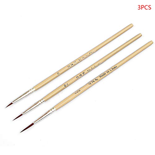 3pcs/Set 0 00 000 Nylonbürstenhaken Line Professionelle Feine Spitze Zeichnung Pinsel Für Acryl Aquarellöl Malmalerei Pinsel Für Wände von Gissroys