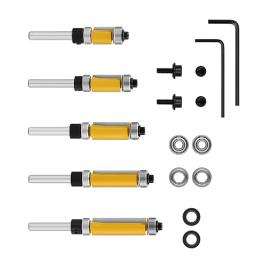 5/15pcs 1/4 Zoll Schaft Gerade Bit Holzbearbeitung Flush Trimm Router Bit Lagerhalle Holzfräsenschneider Für Holzbearbeitungshandwerk von Gissroys