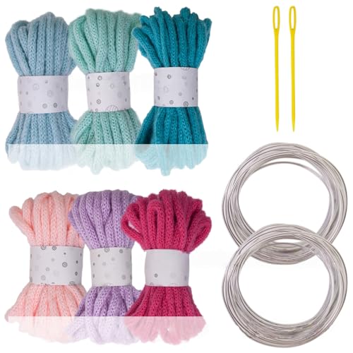 6 Stück hohles geflochtenes Seil, 7 mm x 5 m, Polyesterschnur für Kunst, Handwerk, inklusive Nadel mit großer Öse und Modellierdraht, Gartendekoration, Kordel 6 Stück hohles geflochtenes Seil, 7 mm x 5 m, Polyesterschnur für Kunst, Handwerk, inklusive Nadel mit großer Öse und Modellierdraht, Gartendekoration, Kordel von Gissroys