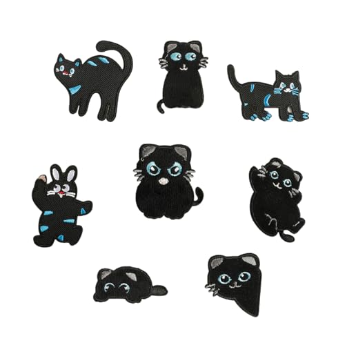 8 PCs Cartoon Cats Applikation Flecken Schöne Kätzcheneisen Auf Flecken Bestickte Reparatur Nähen Sie Katzen Eisen Cartoon Tiersticked Für Kleidungsjeans von Gissroys