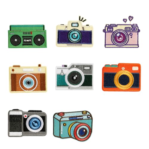 8 PCs Cartoon Kamera Gestickte Flecken Farbenfroh von Gissroys