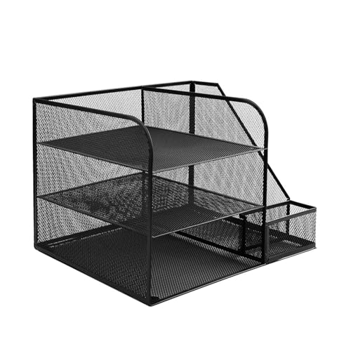 Schreibtisch-Organizer aus Metall, 3-stöckig, Briefablage mit Zeitschriftenständer, Mehrzweck-Dokumenten-Organizer für Büro, Schule, Büro, Schreibtisch-Organizer, Metall Schreibtisch-Organizer aus Metall, 3-stöckig, Briefablage mit Zeitschriftenständer, Mehrzweck-Dokumenten-Organizer für Büro, Schule, Büro, Schreibtisch-Organizer, Metall von Gissroys