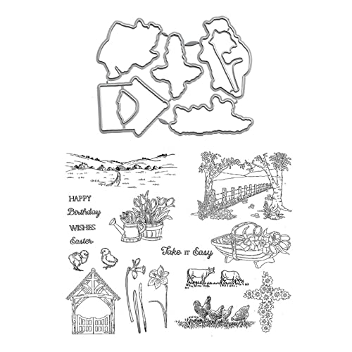 Transparente Silikonstempel mit Bauernhof-Motiv, Prägeschablonen für Weihnachtskarten, DIY, Scrapbooking, Stempel und Stanzformen von Gissroys