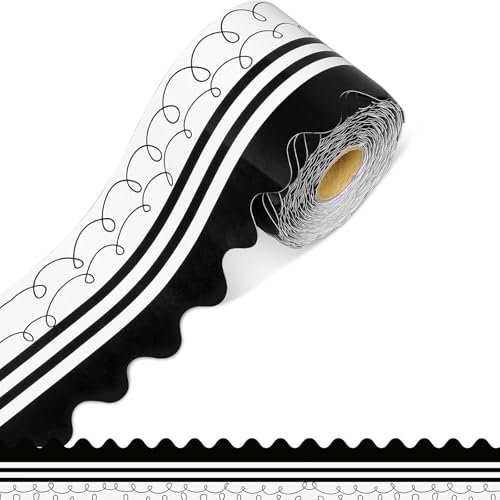 Überbobelte Bulletin Board Border Dekorative Klassenzimmer Border Bulletin Board Trimmaufkleber Für Die Schuldekoration Schwarze Wellen Trimmbackränder Für Schuldekorationen von Gissroys