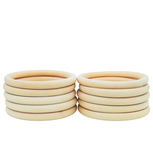 Gisswinn 10 Stück natürliche unlackierte Holzringe, 100 mm x 10 mm, Makramee-Zubehör, DIY für Handwerk, Schmuckherstellung Gisswinn 10 Stück natürliche unlackierte Holzringe, 100 mm x 10 mm, Makramee-Zubehör, DIY für Handwerk, Schmuckherstellung von Gisswinn