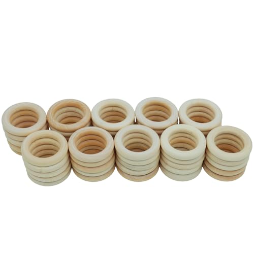 Gisswinn 50 Stück natürliche unlackierte Holzringe, 40 mm x 7 mm, Makramee-Zubehör, DIY für Handwerk, Schmuckherstellung Gisswinn 50 Stück natürliche unlackierte Holzringe, 40 mm x 7 mm, Makramee-Zubehör, DIY für Handwerk, Schmuckherstellung von Gisswinn