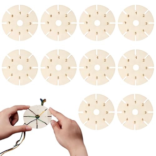 Bracelet Braiding Board, Cotton Cord Plaiting Disc, 10-Piece Round Wooden Tool for Handmade Jewelry, Lanyards, Beginner, Craft, Projects, Men Women, 3.15 inches, White Bracelet Braiding Board, Cotton Cord Plaiting Disc, 10-Piece Round Wooden Tool for Handmade Jewelry, Lanyards, Beginner, Craft, Projects, Men Women, 3.15 inches, White von Gitekain