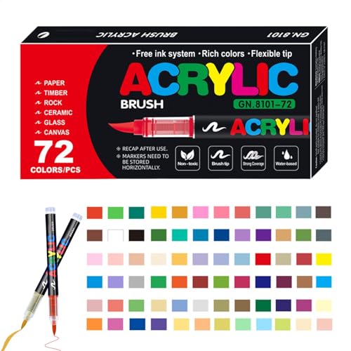 Acrylfarben Marker Handwerk Kunst Malerei Stift Wasserfest Marker Set Tragbar Ideal für , Felsmalerei, Stoff, Leinwand, Papier, Glas (Harzmaterial) von Gitekain