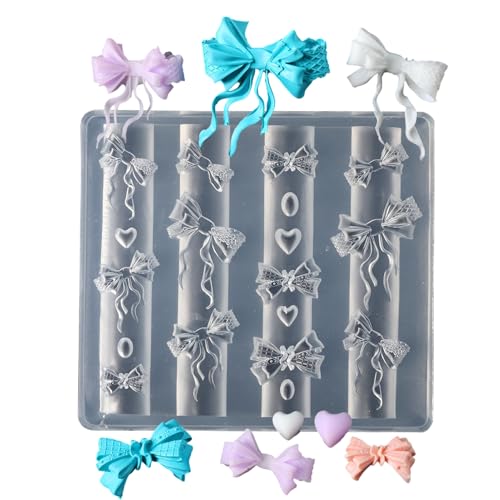 Nagel-Silikonform, 3D-Herz, Schleife, Nägel, Charm-Formen, wiederverwendbares Band, Maniküre-Werkzeug, Damen, niedliches Schönheitspflege-Accessoire, Zuhause, Salon, Kunst, Handwerk, ideal für Nagel-Silikonform, 3D-Herz, Schleife, Nägel, Charm-Formen, wiederverwendbares Band, Maniküre-Werkzeug, Damen, niedliches Schönheitspflege-Accessoire, Zuhause, Salon, Kunst, Handwerk, ideal für von Gitekain