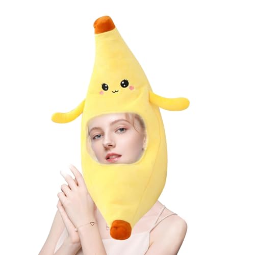 Weicher Bananenhut, Plüsch-Frucht-Kopfbedeckung, bequeme süße Neuheit Kostüm, lustige und verspielte Verkleidungs-Foto-Requisite für Halloween, Cosplay, Party, 56 x 25 cm, Plüsch, Gelb Weicher Bananenhut, Plüsch-Frucht-Kopfbedeckung, bequeme süße Neuheit Kostüm, lustige und verspielte Verkleidungs-Foto-Requisite für Halloween, Cosplay, Party, 56 x 25 cm, Plüsch, Gelb von Gitekain