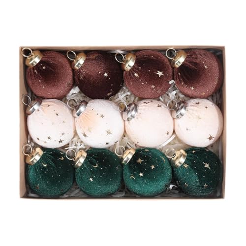 Gitohoni 12 Stück Weihnachtskugeln Christbaumanhänger Weihnachtsdekoration Baumschmuck Kugelset Aus Samtstoff für Eine Edle Atmosphäre für Die Gestaltung von W, Braun Beige Grün Gitohoni 12 Stück Weihnachtskugeln Christbaumanhänger Weihnachtsdekoration Baumschmuck Kugelset Aus Samtstoff für Eine Edle Atmosphäre für Die Gestaltung von W, Braun Beige Grün von Gitohoni