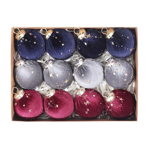 Gitohoni 12 Stück Weihnachtskugeln Christbaumanhänger Weihnachtsdekoration Baumschmuck Kugelset Aus Samtstoff für Eine Edle Atmosphäre für Die Gestaltung von W, Marineblau Grau Rot Gitohoni 12 Stück Weihnachtskugeln Christbaumanhänger Weihnachtsdekoration Baumschmuck Kugelset Aus Samtstoff für Eine Edle Atmosphäre für Die Gestaltung von W, Marineblau Grau Rot von Gitohoni