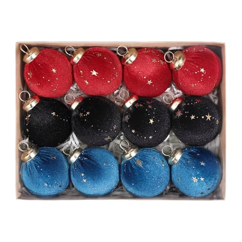 Gitohoni 12 Stück Weihnachtskugeln Christbaumanhänger Weihnachtsdekoration Baumschmuck Kugelset Aus Samtstoff für Eine Edle Atmosphäre für Die Gestaltung von W, Rot Schwarz Blau Gitohoni 12 Stück Weihnachtskugeln Christbaumanhänger Weihnachtsdekoration Baumschmuck Kugelset Aus Samtstoff für Eine Edle Atmosphäre für Die Gestaltung von W, Rot Schwarz Blau von Gitohoni