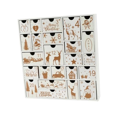 Gitohoni Adventskalender Holz Weihnachtskalender mit 24 Schubladen Geschenkbox Zum Befüllen Aufbewahrungsbox für Kinder Erwachsene für Weihnachtsfest Zimmerdek, Weiß von Gitohoni