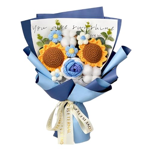 Gitohoni Häkelblumen Strauß für Hochzeitsfeier, Muttertagsgeschenk Und Valentinstag Dekoration, Blau Gitohoni Häkelblumen Strauß für Hochzeitsfeier, Muttertagsgeschenk Und Valentinstag Dekoration, Blau von Gitohoni