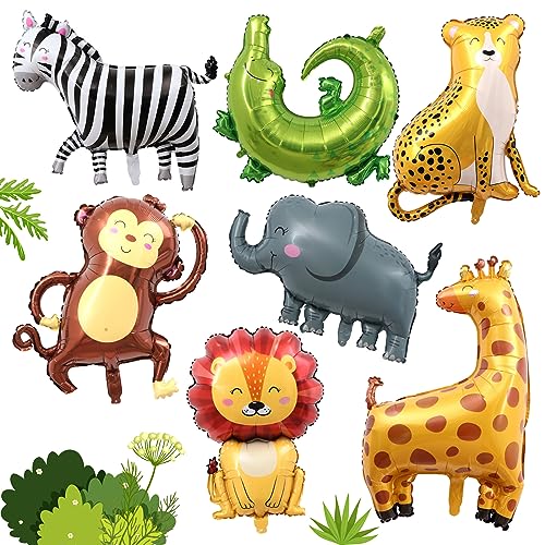7 Stück Dschungel Tierballons, 3D Jumbo Leopard Löwe Affe Zebra Giraffe Helium Ballon Set, Folienballon Waldtiere für Kinder Jungen Mädchen Dschungel Geburtstag Dschungel Safari Tiere Babyparty 7 Stück Dschungel Tierballons, 3D Jumbo Leopard Löwe Affe Zebra Giraffe Helium Ballon Set, Folienballon Waldtiere für Kinder Jungen Mädchen Dschungel Geburtstag Dschungel Safari Tiere Babyparty von Giugio