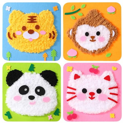 DIY Nähset Kinder, 4 Stück Filztiere Nähen Set, Filztier-Set für Anfänger, Bastelset für Kinder ab 6 Jahren, Bastelset zum Stochern und Malen, Nähen Filzset mit Stickgarn Plastiknadeln Füllwatte DIY Nähset Kinder, 4 Stück Filztiere Nähen Set, Filztier-Set für Anfänger, Bastelset für Kinder ab 6 Jahren, Bastelset zum Stochern und Malen, Nähen Filzset mit Stickgarn Plastiknadeln Füllwatte von Giugio