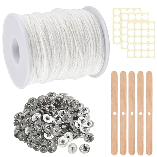 Giugio 61m Kerzendocht, Docht Rauchfrei Kerzen Docht, Natürlichen Candle Wick, Cotton Candle Wick Kerzendocht mit 100 Stück Dochthalter für DIY Kerzenherstellung Weihnachten Aromatherapie Giugio 61m Kerzendocht, Docht Rauchfrei Kerzen Docht, Natürlichen Candle Wick, Cotton Candle Wick Kerzendocht mit 100 Stück Dochthalter für DIY Kerzenherstellung Weihnachten Aromatherapie von Giugio