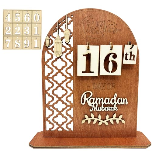 Ramadan Kalender, Eid Mubarak Kalender, Ramadan Deko Countdown Kalender, Eid Mubarak Adventskalender, DIY Ramadan Dekoration Holz Ornament Gebet, Ramadan Geschenke für Zuhause (D) von Giugio