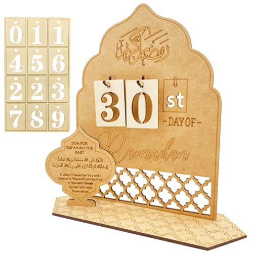 Giugio Ramadan Kalender, Eid Mubarak Kalender, DIY Ramadan Dekoration Aus Holz, Ramadan Dekorationen Countdown, kalender Ornament Gebet Ramadan Mubarak Deko Wohnzimmer Ramadan Geschenke für Kinder(C) von Giugio