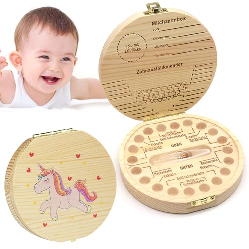 Zahnbox Holz, Milchzahndose, Zahndose Milchzähne Jungen Mädchen, Zahnschachtel, Zahnaufbewahrung Zähne Kinder, Aufbewahrungsbox für Kinder Zähne, Zahnfee Geschenke für Mädchen & Jungen(Einhorn) Zahnbox Holz, Milchzahndose, Zahndose Milchzähne Jungen Mädchen, Zahnschachtel, Zahnaufbewahrung Zähne Kinder, Aufbewahrungsbox für Kinder Zähne, Zahnfee Geschenke für Mädchen & Jungen(Einhorn) von Giugio