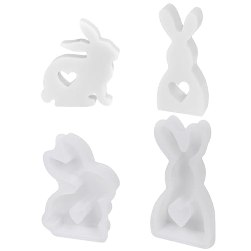 Silikonformen Gießformen Ostern, 2 Stück Silikonform Hase Silikonform Osterhase mit Herz, Gießformen Silikon Ostern, Gießform Ostern,3D Kaninchen Gießform Ostern für Giessformen Dekoration von Giugio