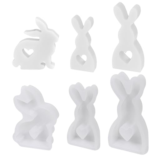 3 Stück Ostern Kaninchen Silikonformen Gießformen, 3D Hasenform für Ostern, Ostern Hase Backform, Kerzenform Silikon Ostern, Osterhase Silikonform for Gips, Sojawachs Kerzen, Handwerk von Giugio