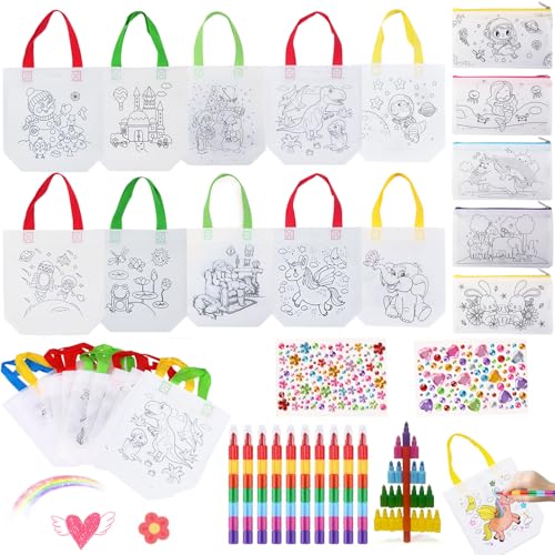 22 Stück Taschen zum Bemalen für Kinder, DIY Stoffbeutel zum Bemalen Kindergeburtstag Basteln Kinder Stoffbeutel, mit 10 Stk Wachsmalstifte und 2 Diamantaufkleber für Kindergeburtstag Gastgeschenke 22 Stück Taschen zum Bemalen für Kinder, DIY Stoffbeutel zum Bemalen Kindergeburtstag Basteln Kinder Stoffbeutel, mit 10 Stk Wachsmalstifte und 2 Diamantaufkleber für Kindergeburtstag Gastgeschenke von Giugio