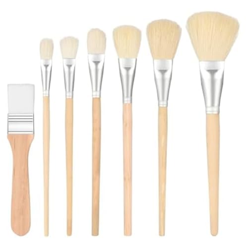 Giuneuow Mopp-Pinsel für Acrylmalerei, Acryl-Pinsel-Set in Verschiedenen Größen, Misch-Mopp-Pinsel mit Holzgriff, 7-Teiliges Set von Giuneuow