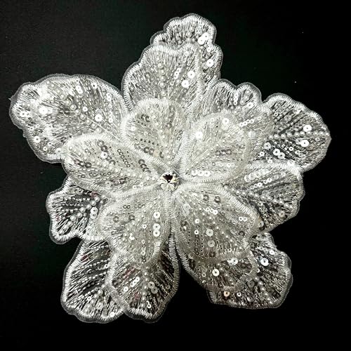 Große weiße Chiffon-Blume, 25,4 cm breit, Blumenapplikation, zum Aufnähen, für Kleidung, Zubehör, Stoff, Hochzeitsdekoration Große weiße Chiffon-Blume, 25,4 cm breit, Blumenapplikation, zum Aufnähen, für Kleidung, Zubehör, Stoff, Hochzeitsdekoration von GiveMOJO