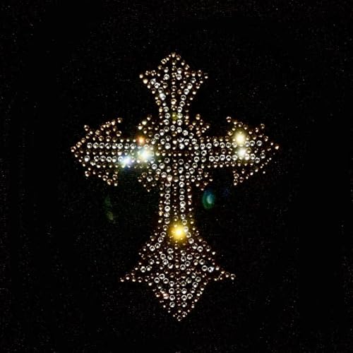 Set mit 2 goldenen und silbernen glitzernden Kreuzen zum Aufbügeln, christlicher Glaube, religiöse Strasssteine, Hotfix, Wärmeübertragung, DIY-Applikation von GiveMOJO