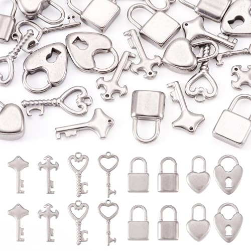 Givenny 24 Stück Edelstahl Schlüssel & Schloss Charms gemischte Form Liebe Herz Form Schloss & Schlüssel Baumeln Charms für DIY Armband Halskette Schmuck Herstellung Givenny 24 Stück Edelstahl Schlüssel & Schloss Charms gemischte Form Liebe Herz Form Schloss & Schlüssel Baumeln Charms für DIY Armband Halskette Schmuck Herstellung von Givenny