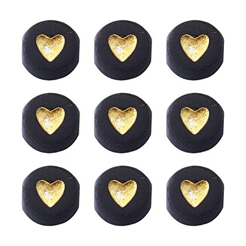 Givenny 390 Stück flache runde Herz-Acrylperlen, 7 x 4 mm, undurchsichtig, Herzmuster, lose Perlen für Schmuckherstellung, Loch: 1,8 mm (schwarz) von Givenny