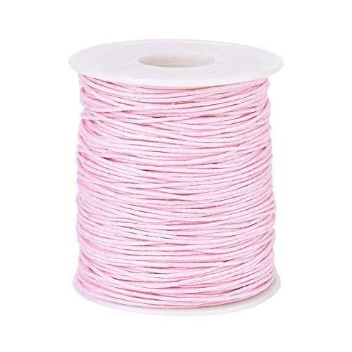 Givenny Gewachste Baumwollschnur, 91,4 m, 1 mm, gewachste Baumwollschnur, Makramee, zum Basteln, zum Nähen von Schmuck (Pink) von Givenny