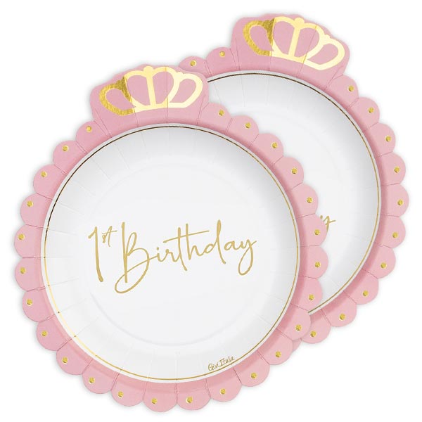 Krönchen-Pappteller in Rosa und Gold zum 1. Geburtstag, 8er Pack Krönchen-Pappteller in Rosa und Gold zum 1. Geburtstag, 8er Pack von Givi Italia S.r.l.