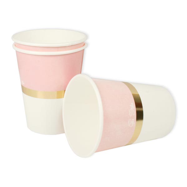 Pappbecher mit Banderolen in rosa-gold, 8er Pack, 250ml Pappbecher mit Banderolen in rosa-gold, 8er Pack, 250ml von Givi Italia S.r.l.