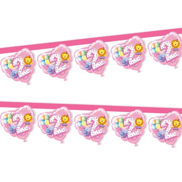 2. Geburtstag Mädchen, Girlande, 1 Stück, 2,20 m 2. Geburtstag Mädchen, Girlande, 1 Stück, 2,20 m von Givi Italia