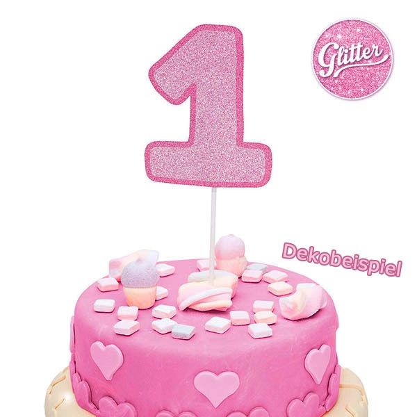 Cake Topper Zahl "1", glitzerndes Pink, 1 Stück Cake Topper Zahl "1", glitzerndes Pink, 1 Stück von Givi Italia
