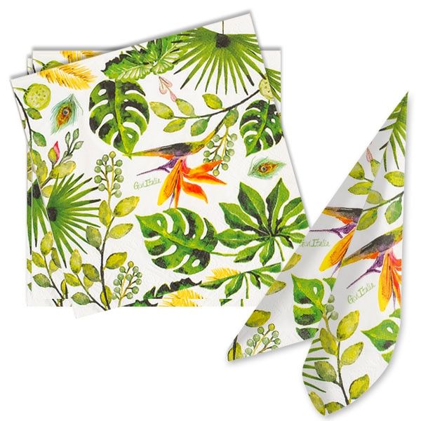 Dschungelparty Servietten, Pflanzen- u. Blattmotive, 16 Stk, 33cm Dschungelparty Servietten, Pflanzen- u. Blattmotive, 16 Stk, 33cm von Givi Italia