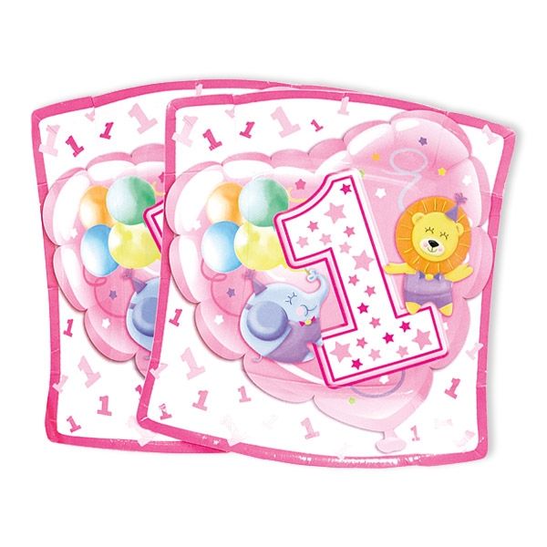 Kleine Partyteller, 1. Geburtstag Mädchen, 10 Stück, 19 cm Kleine Partyteller, 1. Geburtstag Mädchen, 10 Stück, 19 cm von Givi Italia