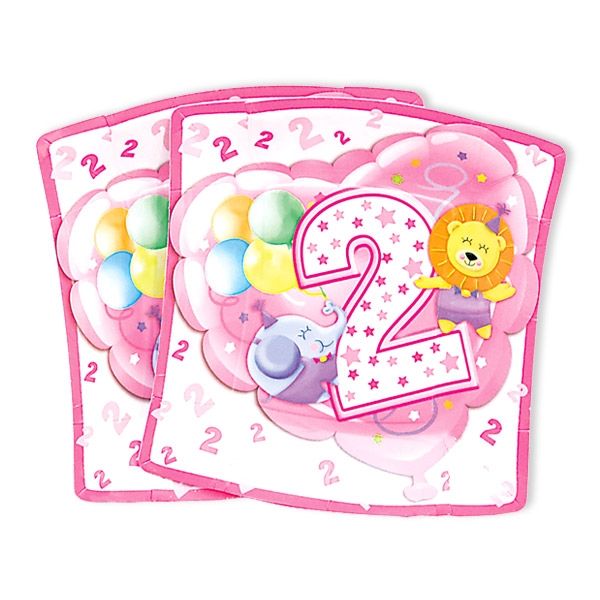 Kleine Partyteller, 2. Geburtstag Mädchen, 10 Stück, 19 cm Kleine Partyteller, 2. Geburtstag Mädchen, 10 Stück, 19 cm von Givi Italia